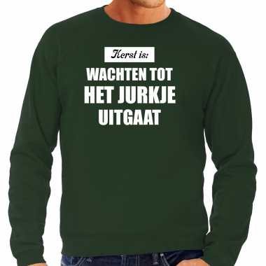 Groene kerstsweater / kerst kleding kerst is: wachten tot het jurkje uitgaat voor heren