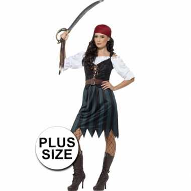 Grote maat compleet piraten kostuum voor dames