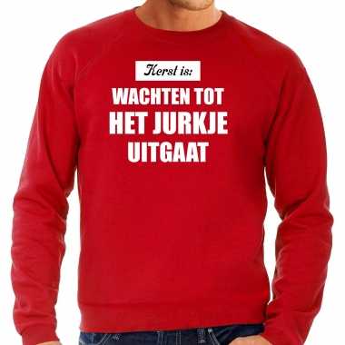 Rode kerstsweater / kerst kleding kerst is: wachten tot het jurkje uitgaat voor heren