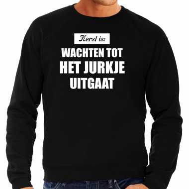 Zwarte kerstsweater / kerst kleding kerst is: wachten tot het jurkje uitgaat voor heren