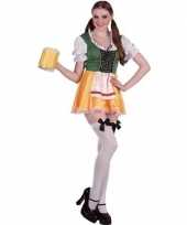 Groene gele bierfeest oktoberfest jurkje verkleedkleding voor dames