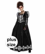 Grote maat zwarte halloween day of the dead jurk voor dames