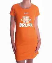 Oranje good day to get drunk dress koningsdag jurkje voor dames