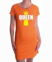 Oranje queen jurkje met kroontje koningsdag dress voor dames