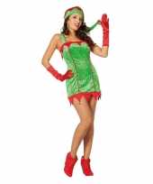 Rood groene korte kerst jurk met muts voor dames 10128400