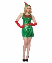 Sexy kerstelf jurkje met glitter pailletten voor dames