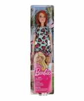 Speelgoed barbie trendy pop met blauw jurkje en rood haar voor meisjes kinderen