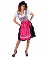 Zwarte dirndl jurk met roze schort voor dames